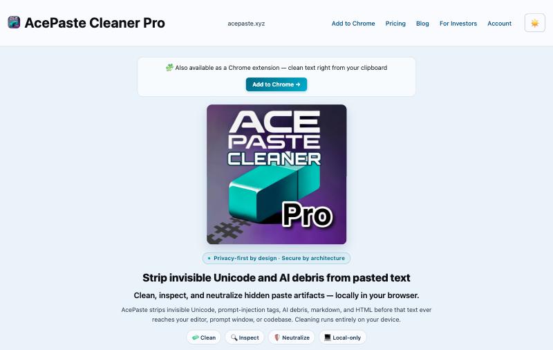 AcePaste Cleaner Pro homepage